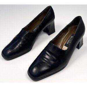 STUART WEITZMAN Womens US 8B Black LEATHER Block Heels Shoes 03142 Spain